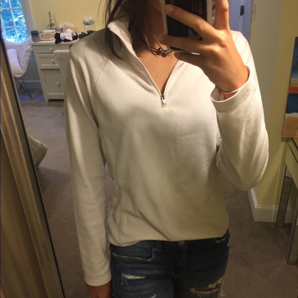 white fleece quarter zip